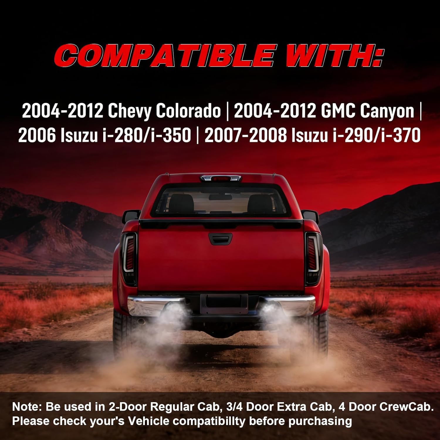 OKSIWA Full LED Tail Light Assembly for 2004-2012 Chevy Colorado/2004-2012 GMC Canyon/2006 Isuzu i-280/i-350/2007-2008 Isuzu i-290/i-370 - Animated Star-up, Dynamic Turn Signal, Brake, Reverse Lights,1 Pair