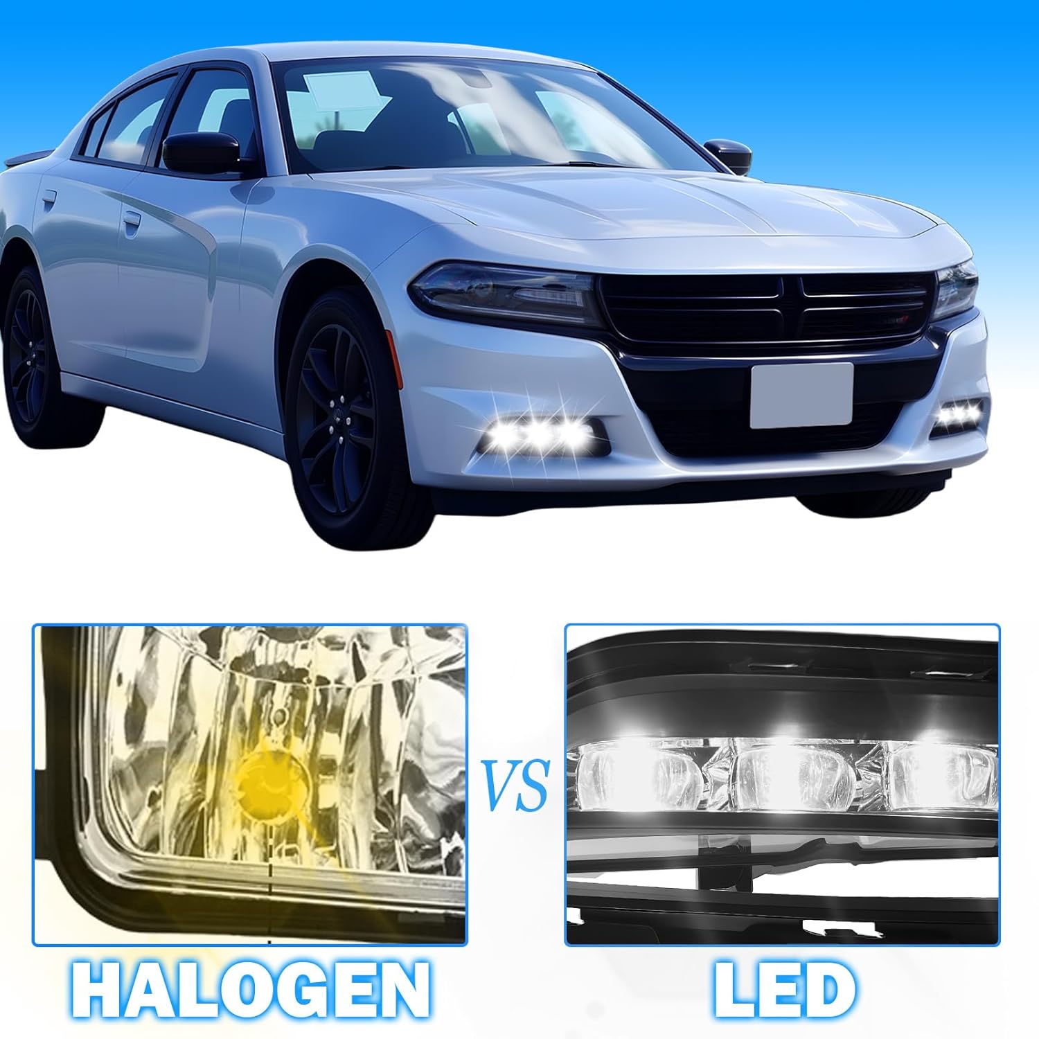 OKSIWA LED Fog Lights Assembly Compatible With 2015 2016 2017 2018 2019 2020 Dodge Charger Front Bumper Driving Fog Lamp Fog Light Kits-5