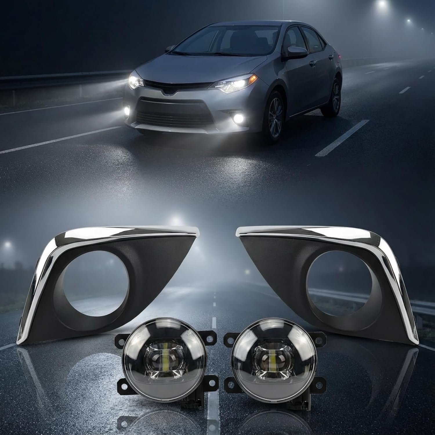 OKSIWA LED Fog Light for 2014 2015 2016 Corolla Altis CE ECO L LE (Not Fit for SE/S type),Fog lamp Assembly Replacement, IP67 Waterproof, Clear Lens,Include Fog Wiring Harness