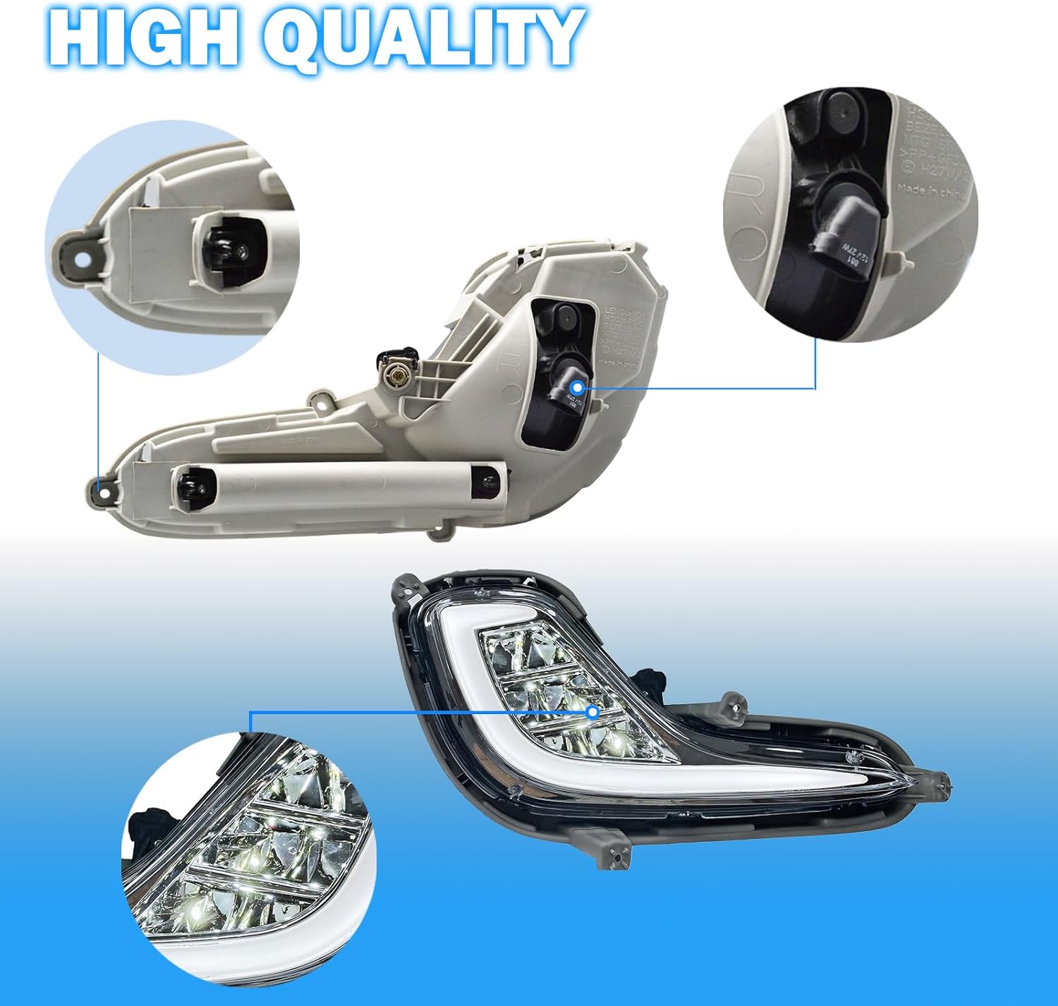 OKSIWA Fit For 2012-2017 Hyundai Accent Fog Lights with DRL and turn signal Full Kit with Switch and Harness (LED Version)-5