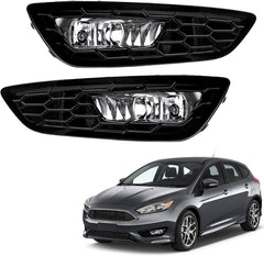 OKSIWA Fog Lights Assemblies Compatible With 2015 2016 2017 Ford Focus Fog Lamps Drive and Passenger Side Front Bumper Fog Lights Clear Lens-1
