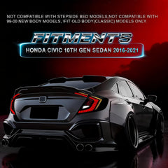 OKSIWA Sequential LED Tail Lights Compatible with Honda Civic 10th Gen Sedan 2016-2021, Not for Hatchbacks, Starting Animated Tail Light Assembly, Brake Turn Signal Lights, Reverse Lights, Parking Light-4