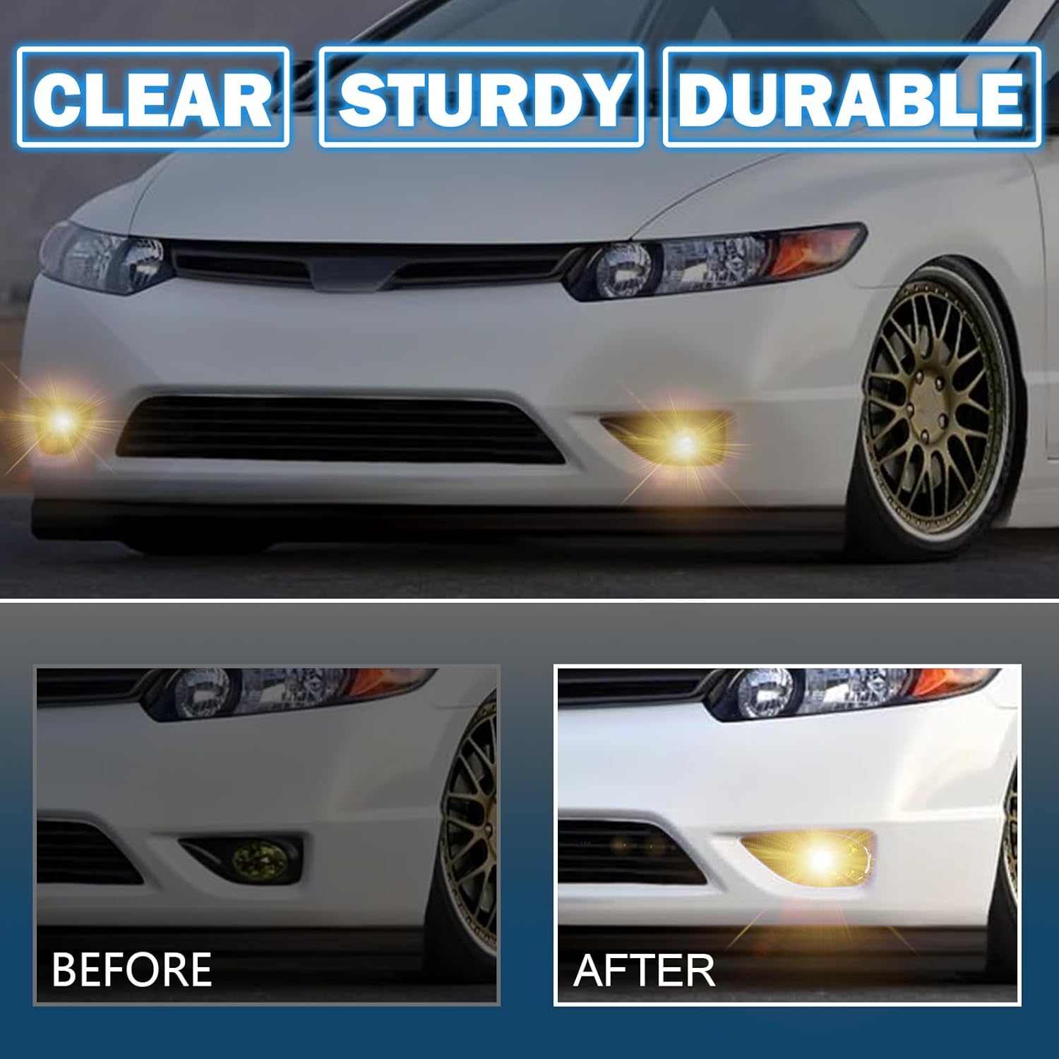 OKSIWA Fog Lights Compatible with 2DR Honda Civic Coupe 2006-2008 Pair Bumper Driving Fog Lamps with H11 12V 55W Halogen Bulb (Amber Lens)-3