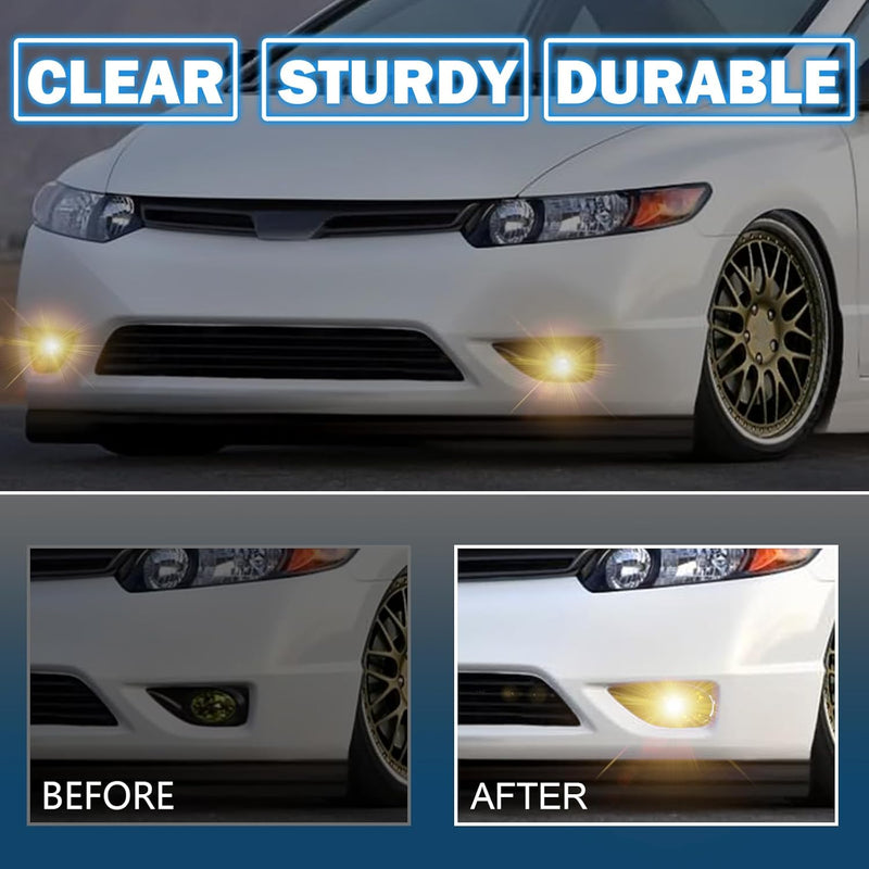 OKSIWA Fog Lights Compatible with 2DR Honda Civic Coupe 2006-2008 Pair Bumper Driving Fog Lamps with H11 12V 55W Halogen Bulb (Amber Lens)-3