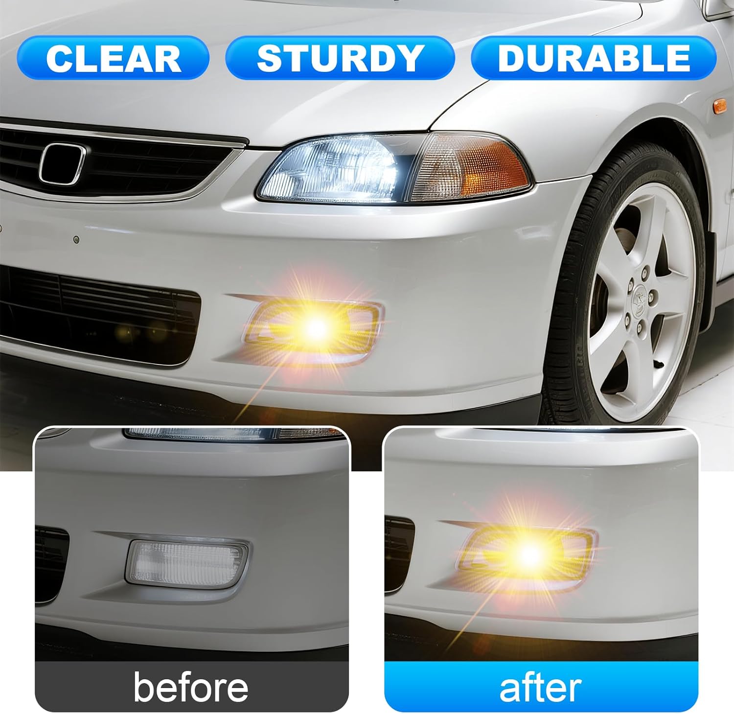 OKSIWA Fog Lights Assembly Compatible with 2003-2007 Honda Accord 4Door Sedan 2004-2008 Acura TL Fog Light Replacement with Halogen Bulbs Clear Lens Switch Harness Kit-3