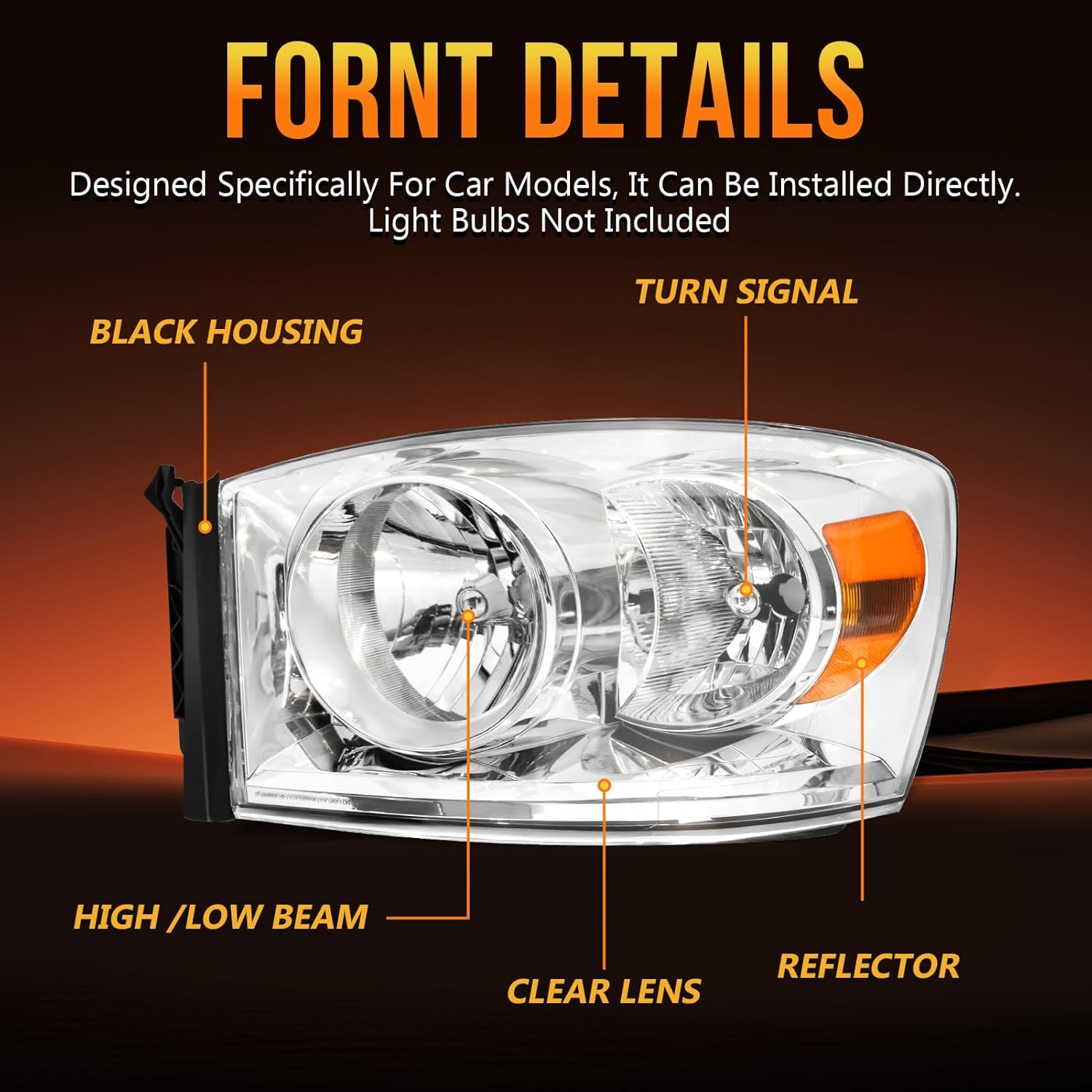 OKSIWA Headlights Assembly for 2006-2008 Dodge Ram 1500, 2006–2009 Dodge Ram 2500 3500, OEM Style Replacement Headlamp Housing, Factory Fit, No Bulbs Included, Durable & Weather-Resistant