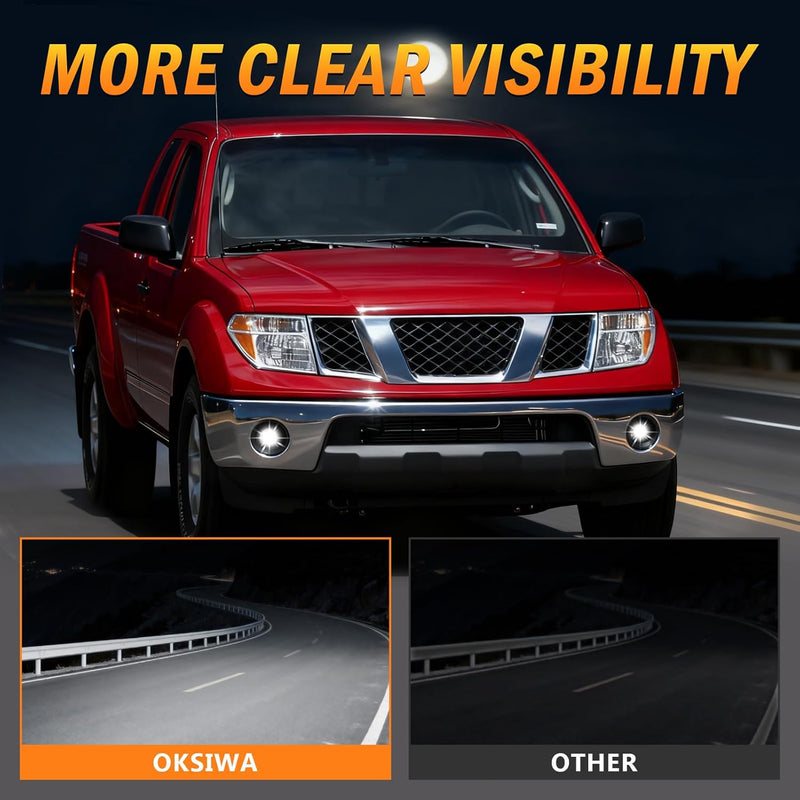 OKSIWA LED Fog Lights,Compatible with 2005-2019 Nissan Frontier(Chrome Bumper Models Only), Front Bumer Driving Light Fog Lamp Assembly Kit with Wiring Harness, Switch,Plug and Play-3