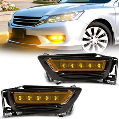 OKSIWA LED Fog Lights Assembly Replacement Fit for 2013 2014 2015 Honda Accord 4 Door Sedan w/Switch Wirning Harness Clear Lens(1 set)-1