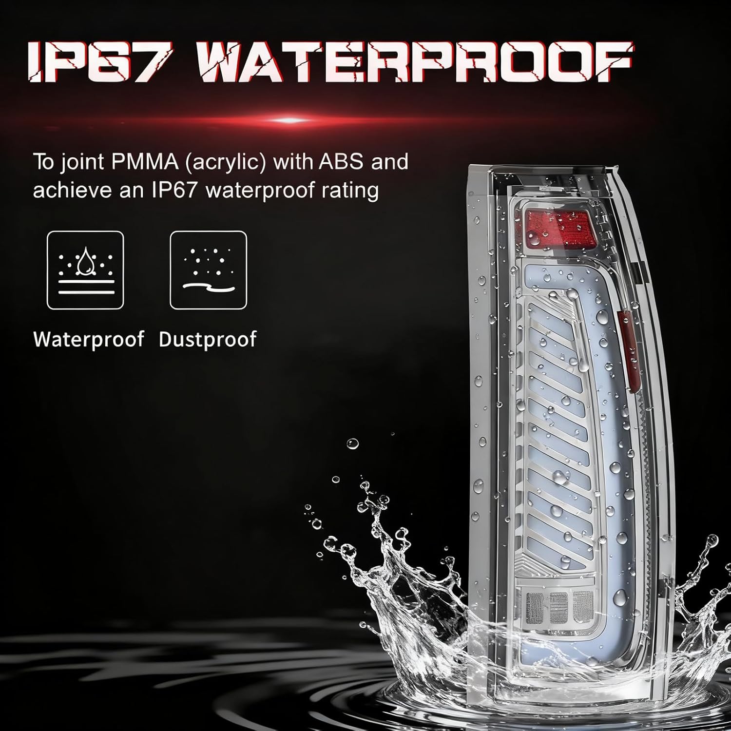 Animated Sequential Transparent-Housing LED Tail Lights for 1988-1998 Chevy GMC C/K Sierra, 92-99 Suburban Yukon, 95-99 Tahoe,Blazer,Cadillac Escalade Plug & Play-5