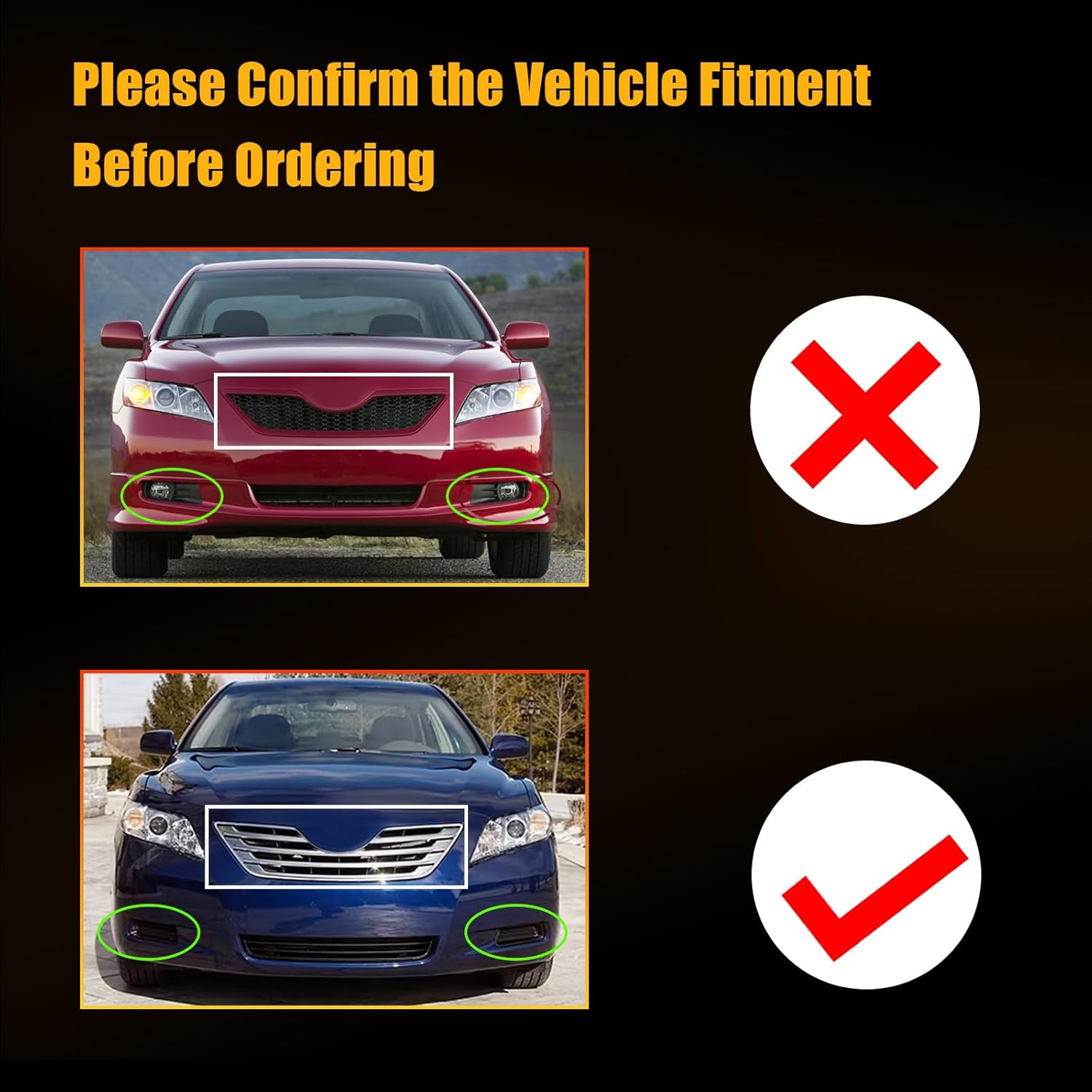 OKSIWA LED Fog Lights For 2007 2008 2009 Toyota Camry, Front Bumper Driving Light kit,Fog Lamps Assembly Replacement with Switch, Wiring Harness,Plug and Play