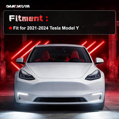 OKSIWA White & Yellow LED Front Daytime Running Lights DRL Fit for 2021-2024 Tesla Model Y Upgrade and Modified 1 Pair Turn Signals Driving Runing Lamp Fog Lights Assembly-2