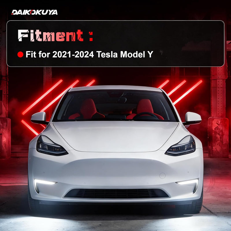 OKSIWA White & Yellow LED Front Daytime Running Lights DRL Fit for 2021-2024 Tesla Model Y Upgrade and Modified 1 Pair Turn Signals Driving Runing Lamp Fog Lights Assembly-2