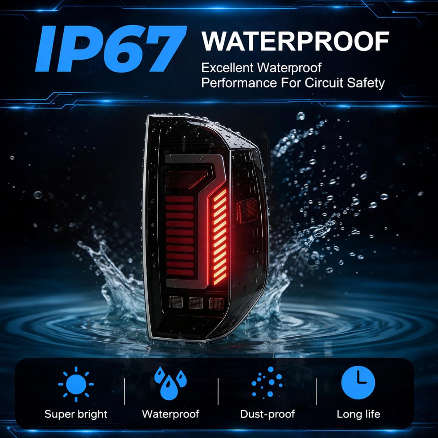 Animated Sequential Smoked LED Tail Lights for 2014-2021 Toyota Tundra Weatherproof Plug & Play-6