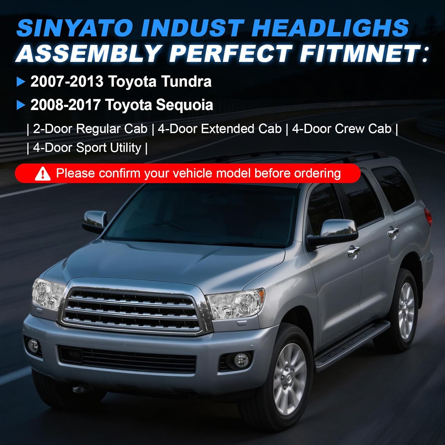 Headlight for 2007–2013 Toyota Tundra & 2008–2017 Toyota Sequoia-3