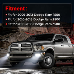 OKSIWA Full LED Fog Lights with Lens Fit for 2009-2012 Dodge Ram 1500,2010-2018 Ram 2500 3500 Pickup Truck Fog Light Assembly, Upgrade and Modified Direct Replacement Len Fog Lamps 1 Pair, Chrome-3