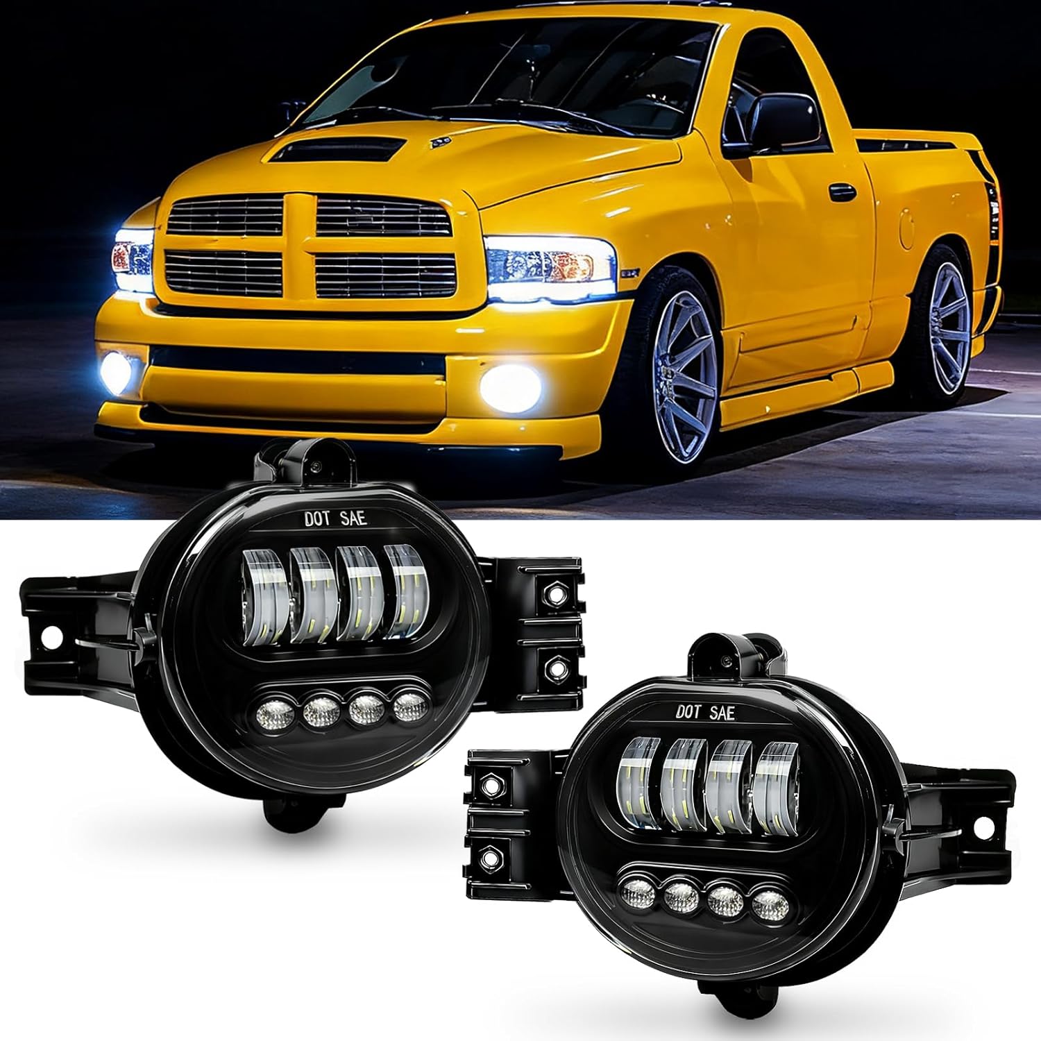 OKSIWA LED Fog Lights for 2002-2008 Dodge Ram 1500, 2003-2009 Ram 2500 3500, 2004-2006 Durango Pickup, Led Fog Lamp Upgrade and Modified - 4 Oval-1