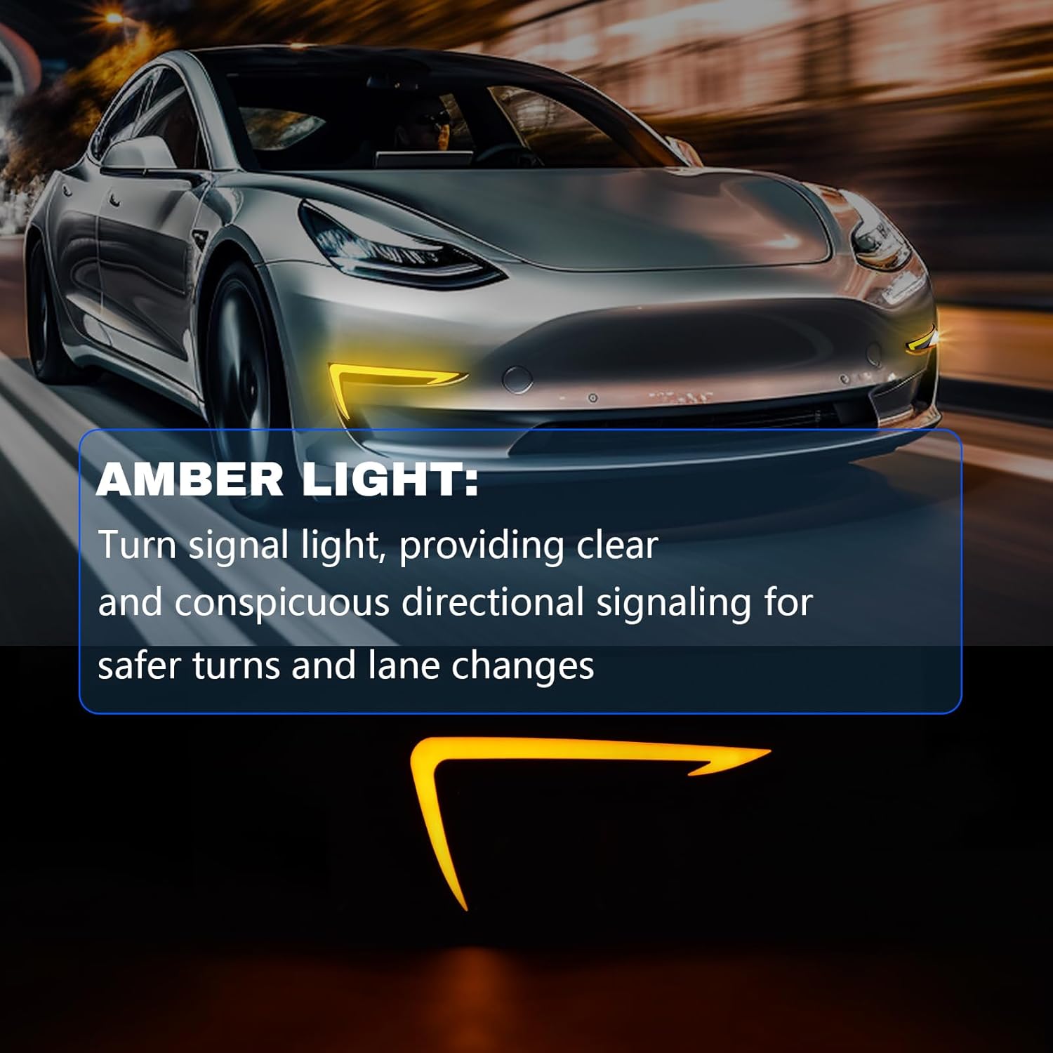 OKSIWA 2 Color LED Daytime Running Lights Compatible with 2018-2024 Tesla Model 3, Front Driving DRL Lamps Assembly with Turn Signals, Night Running Light, Dynamic Start-Up Animation, (1 Pair)