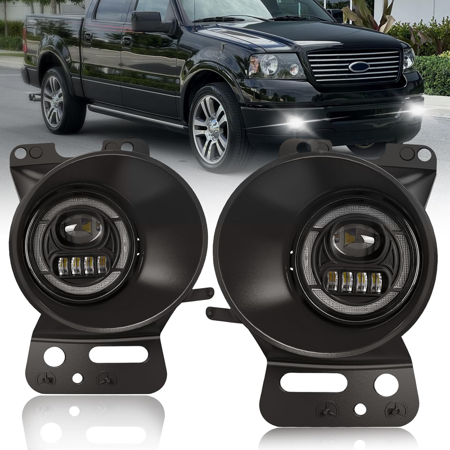 OKSIWA Ultra-Bright LED Fog Lights with DRL and Turn Signals Fit for 2005 2006 2007 2008 Ford F150, 2006-2010 Lincoln Mark LT, Front Driving Fog Lamps Assembly, DOT Certified - 1 Pair-1