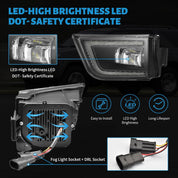 OKSIWA LED Fog Lights fit for Toyota 4Runner 2003 2004 2005, Front Driving Fog Lamps Assembly Replacement Kit (LED Fog Lights with DRL)