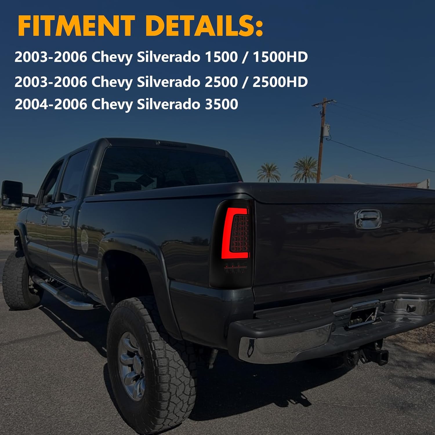 OKSIWA FULL LED Tail Light for 2003-2006 Chevy Silverado,Unique Shaped Design Running light,Turn Signal, Reverse Light, Rear Lights Set, Easy to Install,Waterproof