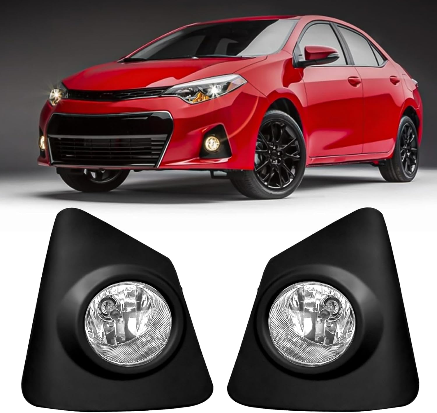 OKSIWA Fog Lights Compatible with Toyota Corolla S SE 2014 2015 2016, Front Driving Fog Lamp Assembly, Halogen Bulbs，OEM-Style Replacement, Clear Lens（1 Pair）