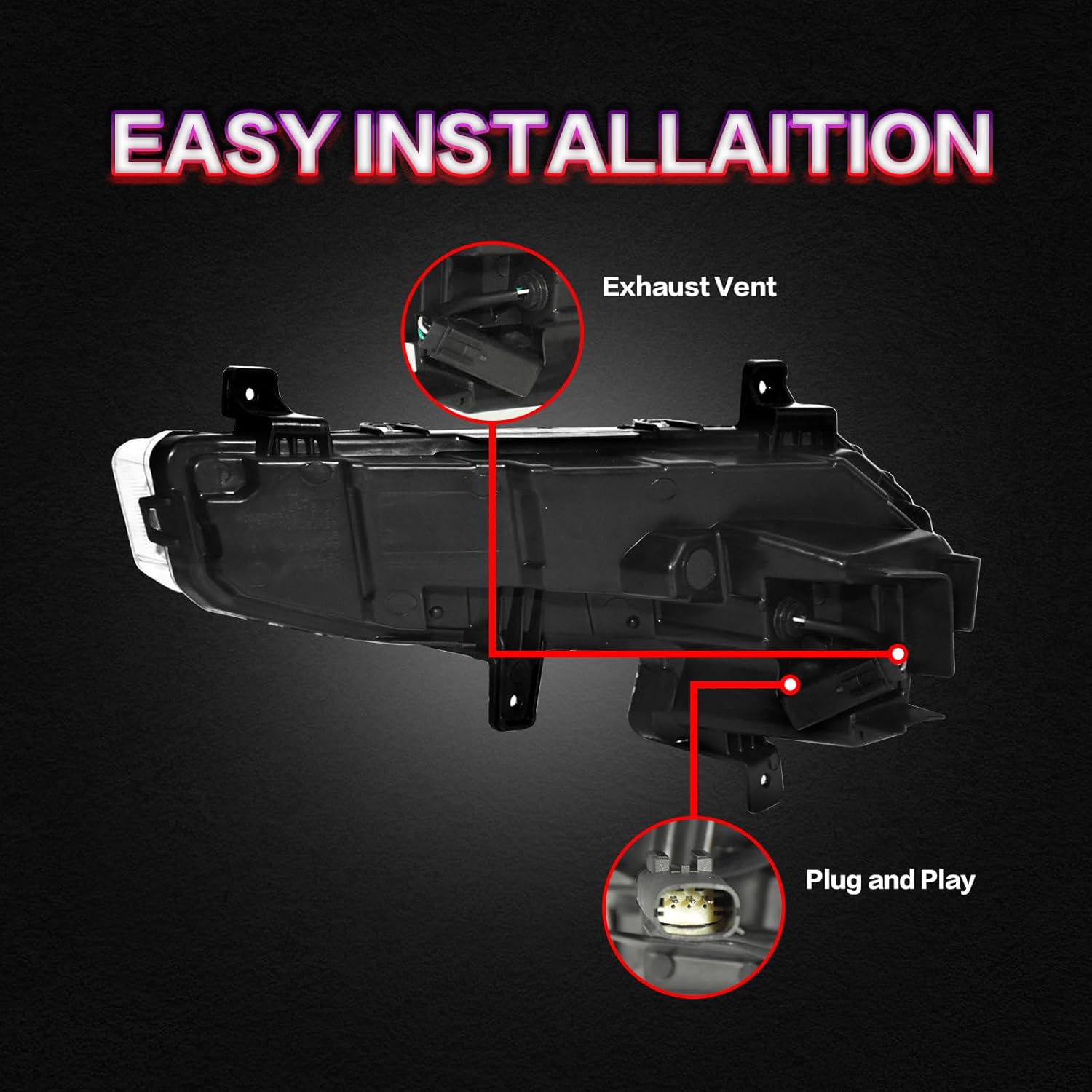 OKSIWA LED Fog Light for 2016 2017 2018 Chevy Malibu, Front Fog Lamps Clear Lens Replacement Kit, Driver Side-5