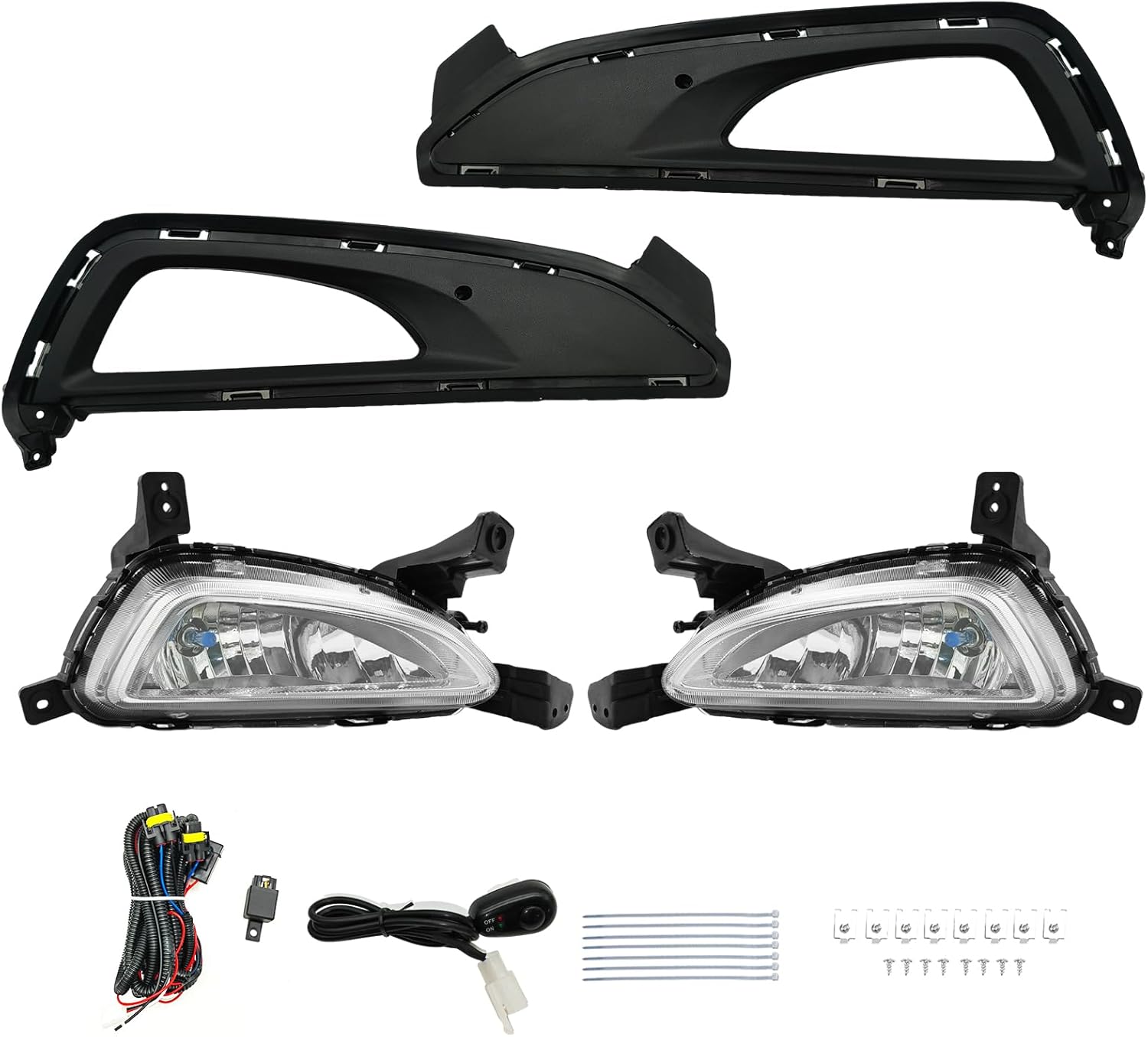 OKSIWA Fog Lights Assemblies Compatible With 2016 2017 2018 Hyundai Tucson Passenger & Driver Side Front Bumper Fog Lights-1