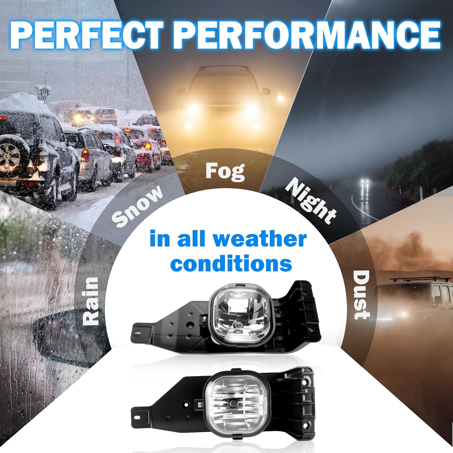 OKSIWA Fog Lights Assembly Compatible With 2005-2007 Ford F250 F350 F450 F550 Super Duty, 2005 Excursion Front Bumper Driving Fog Lamp Kits Clear lens-7
