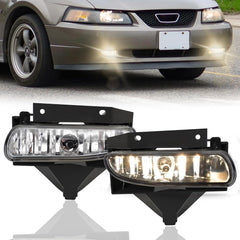 OKSIWA Fog Lights Assembly Compatible with 1999-2004 Ford Mustang, Bumper Driving Fog lamp Assembly Replacement (Halogen Fog Lights)-1