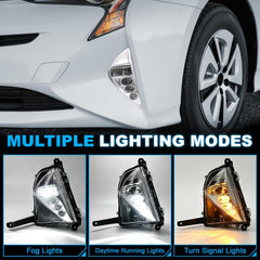 DOT Approved LED Fog Lights with DRL for 2016-2018 Toyota Prius Plug & Play Waterproof 1 Pair-2