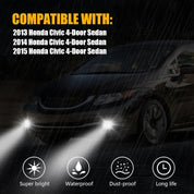 OKSIWA LED Fog Lights Fit for 2013 2014 2015 Honda Civic 4-Door Sedan, Front Bumper Driving Light Kit, Fog Lamps Replacement with Wiring Harness,Clear Lens,Plug and Play