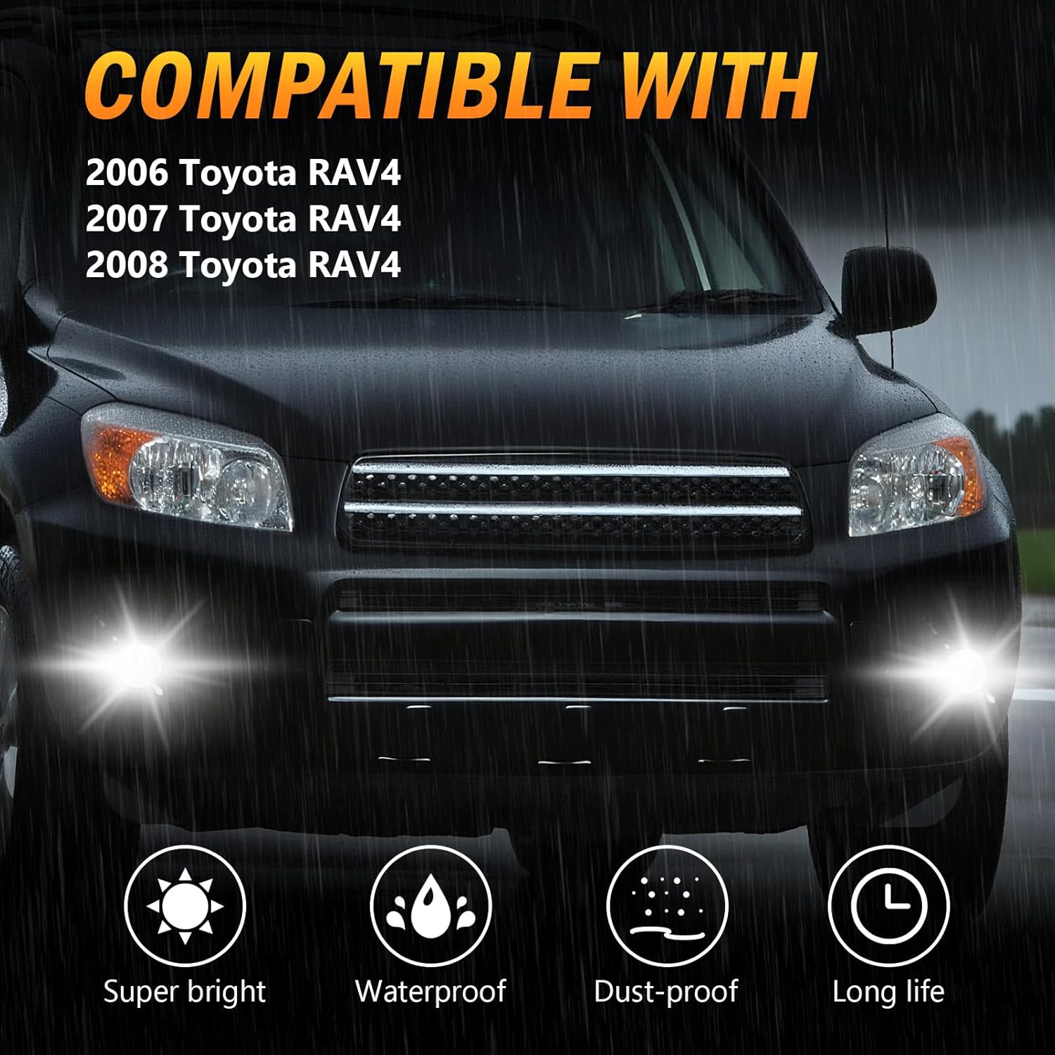OKSIWA LED Fog Lights for 2006 2007 2008 Toyota RAV4,1 Pair Front Driving Fog Lamps Kits with Wiring Harness Switch,Clear Lens-2