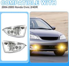 OKSIWA Driving Fog Lights Compatible with 2004-2005 Honda Civic 2/4DR 1 Pair Bumper Fog Lamps with Halogen Bulb, Switch and Harness (Clear Lens)-3