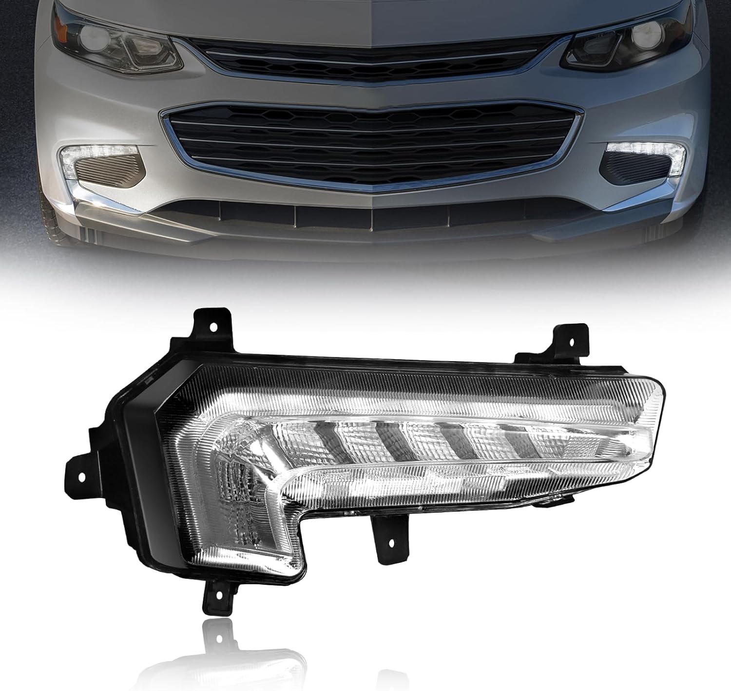 OKSIWA LED Fog Light for 2016 2017 2018 Chevy Malibu, Front Driving Fog Lamps Replacement Kit, Clear Lens (Right)-1