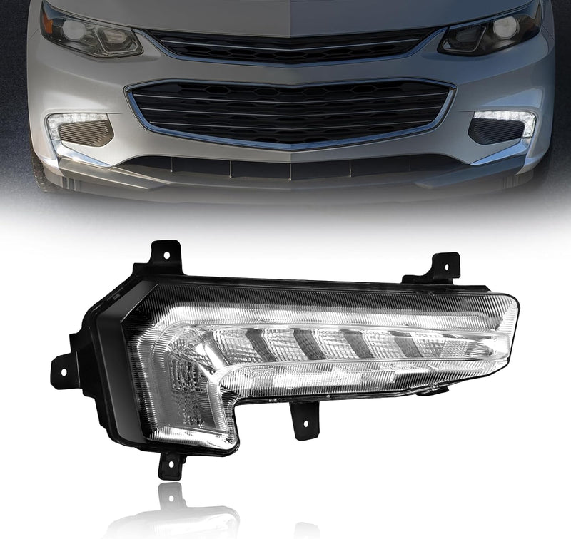 OKSIWA LED Fog Light for 2016 2017 2018 Chevy Malibu, Front Driving Fog Lamps Replacement Kit, Clear Lens (Right)-1
