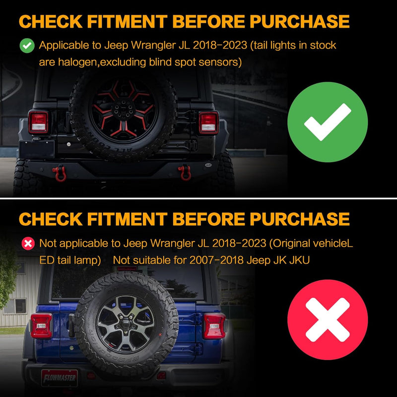 OKSIWA Full LED Tail Light Fit for 2018 2019 2020 2021 2022 2023 Jeep Wrangler JL(For Stock Halogen Model to Upgrade to FULL LED),LED Rear Light Set Brake Lamp Tail Lamp-3