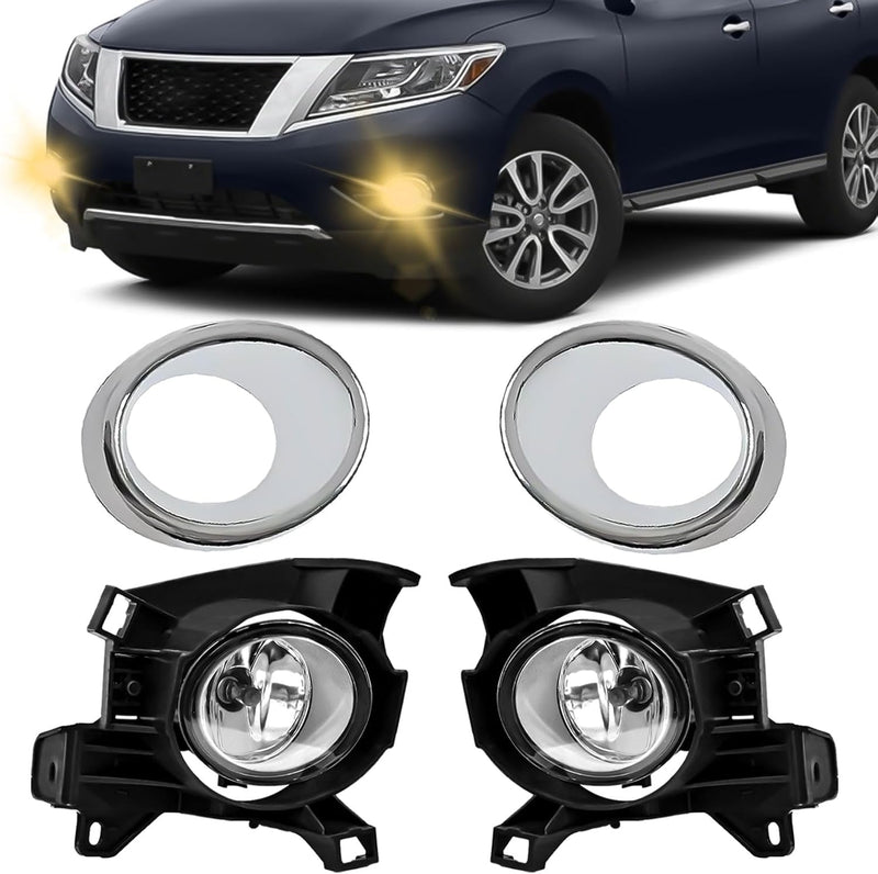OKSIWA Halogen Fog Lights, Compatible with 2013-2016 Nissan Pathfinder,Front Bumer Driving Light Fog Lamp Assembly Kit with Wiring Harness, Switch,Plug and Play-1
