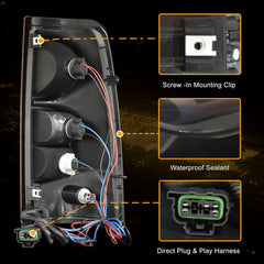 OKSIWA Tail Light with bulbs for 2003-2006 Chevy Silverado, Running Light Turn Signal, Brake, Reverse,Driver and passenger side Rear Taillights With Bulb and Harness,Black Trim-3