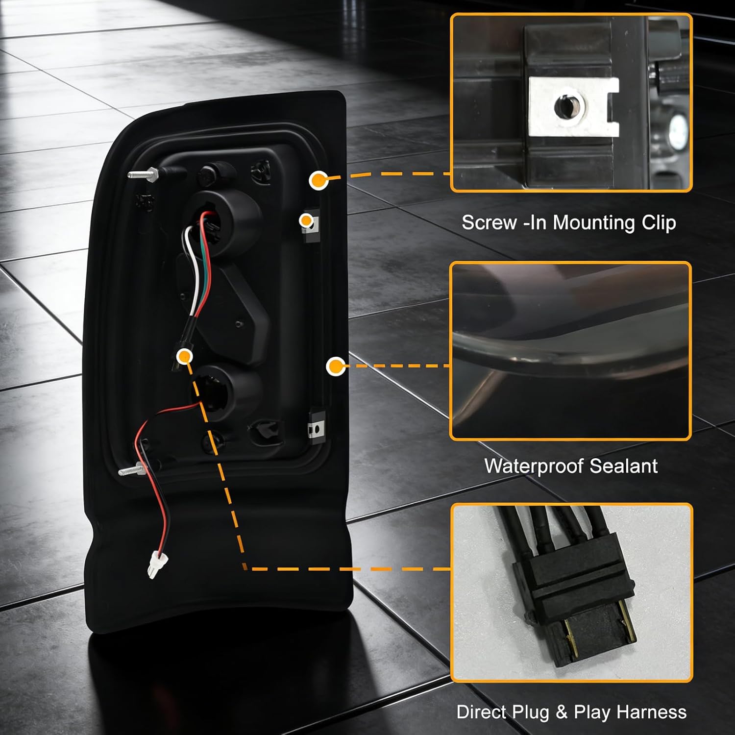 OKSIWA Led Tail Lights-for Dodge Ram 1994-2001 Ram 1500,1994-2002 Ram 2500/3500, C-shaped Design Running Light,Brake,Reverse Tail Lamp, Upgrade Tail Lights Assembly Replacement