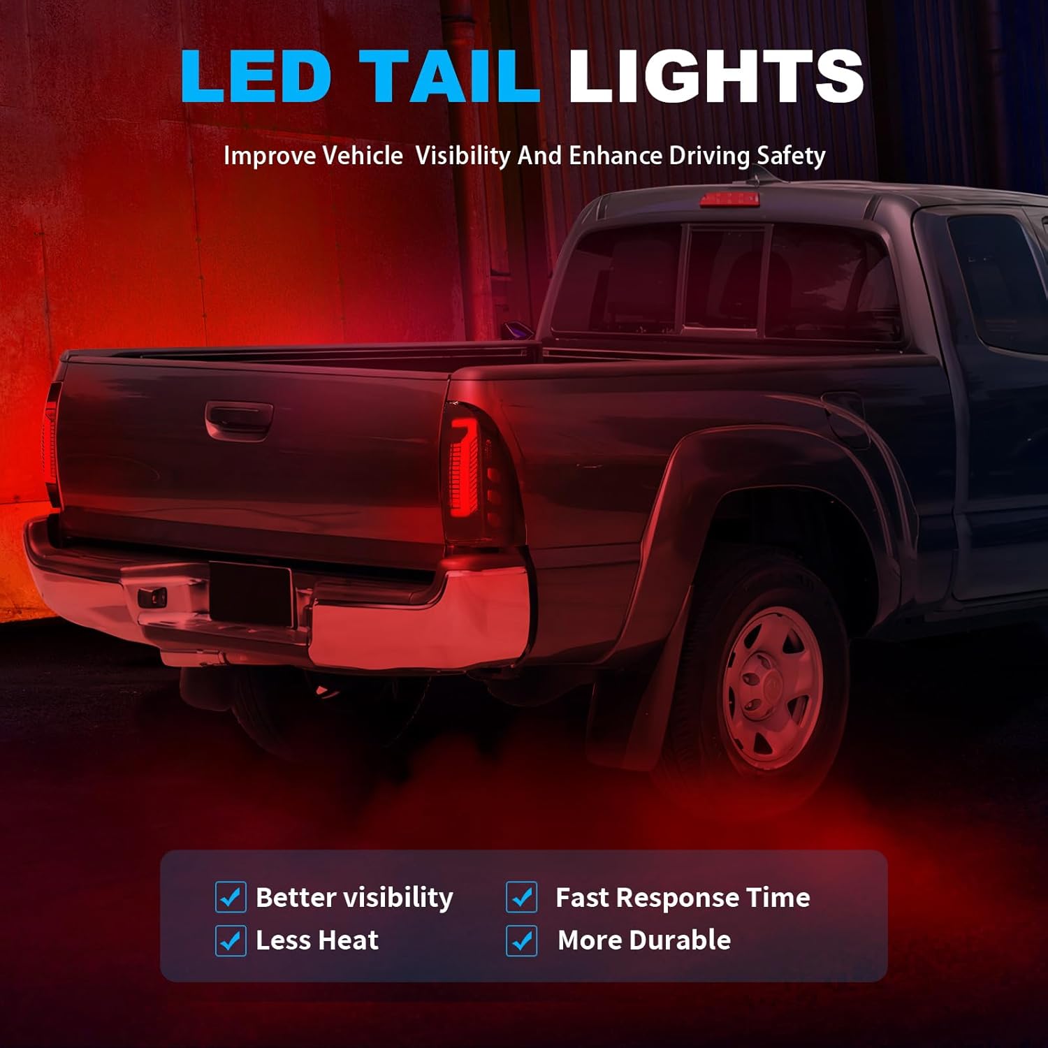 OKSIWA Sequential Full LED Tail Light Assembly for 2005-2015 Toyota Tacoma, 2nd Gen Tacoma - Animated, Dynamic Turn Signal, Brake, Reverse Lights - Smoked