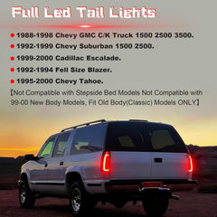 Animated Sequential Transparent-Housing LED Tail Lights for 1988-1998 Chevy GMC C/K Sierra, 92-99 Suburban Yukon, 95-99 Tahoe,Blazer,Cadillac Escalade Plug & Play-3