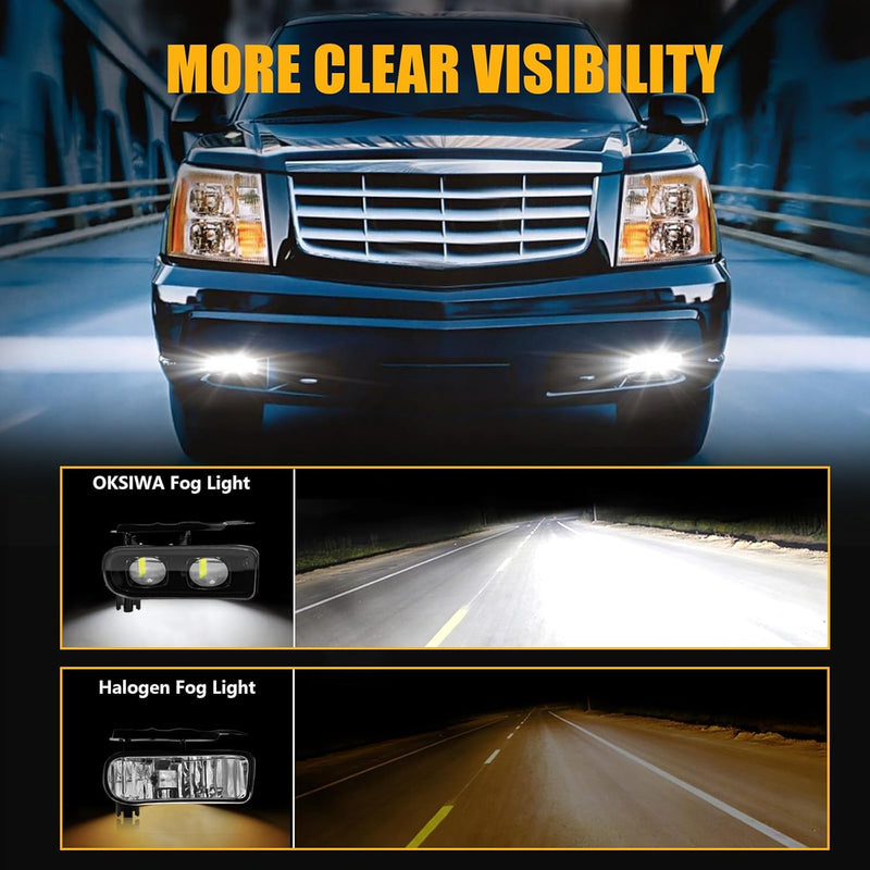 OKSIWA LED Fog Lights for 2002-2006 Cadillac Escalade/EXT, 2003-2006 Escalade ESV, Led Fog Lamps front Bumper Driving Light,Plug and Play-4