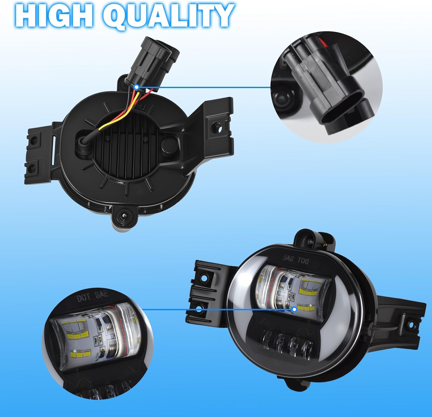 OKSIWA LED Fog Lights Compatible With 2002-2009 Ram 1500 2500 3500/2004-2006 Durango Pickup Truck 2002-2008 Ram Front Bumper Driving Fog Lamp 1 Pair of Fog Lights Clear Lens-5