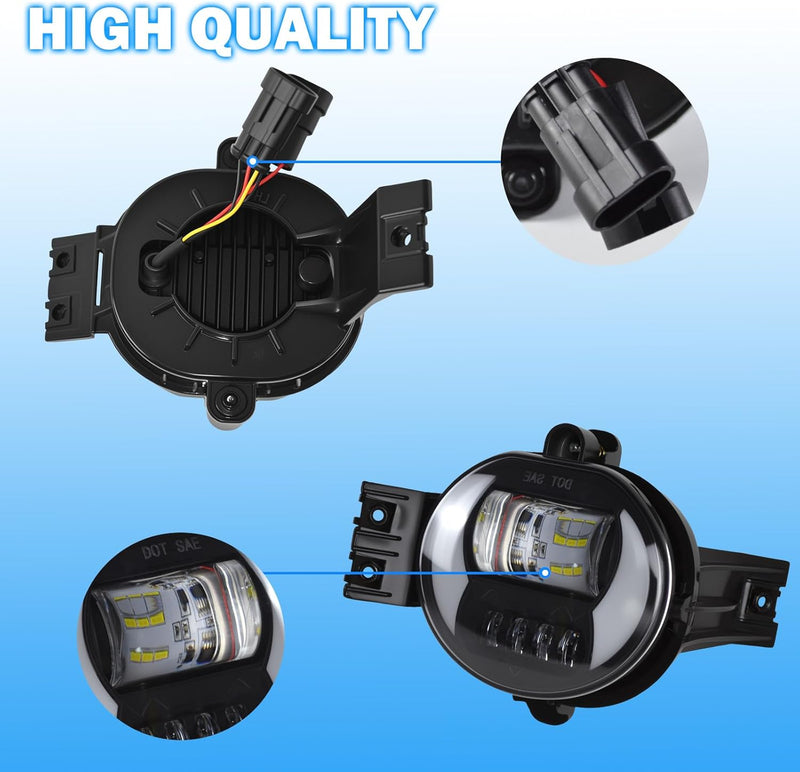 OKSIWA LED Fog Lights Compatible With 2002-2009 Ram 1500 2500 3500/2004-2006 Durango Pickup Truck 2002-2008 Ram Front Bumper Driving Fog Lamp 1 Pair of Fog Lights Clear Lens-5