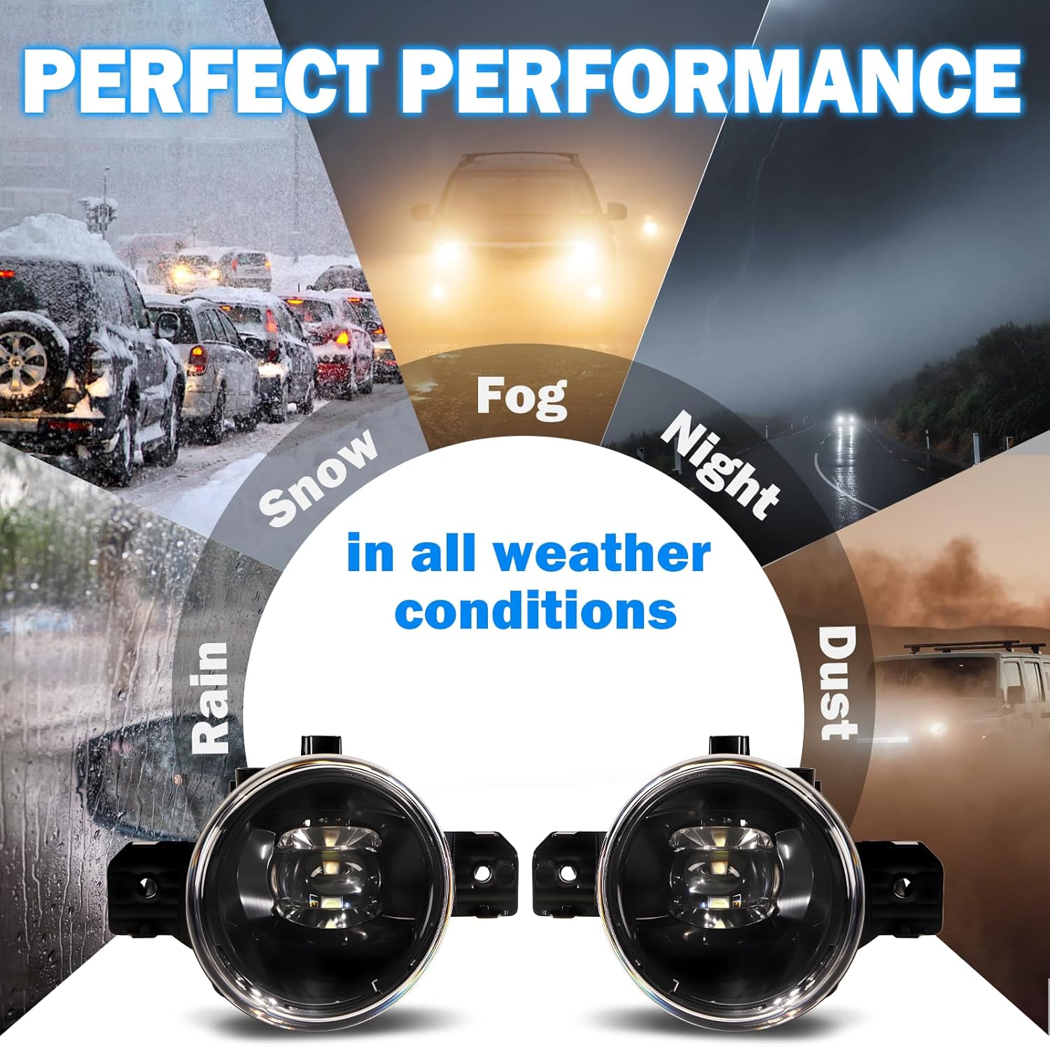 OKSIWA LED Fog Lights Assemblies Compatible With 2013 2014 2015 Nissan Sentra Clear Lens Front Bumper Fog Lights-6