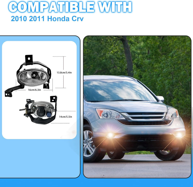 OKSIWA Fog Lights Compatible With Honda Crv Cr-v 2010 2011 Fog Lamps With Switch and Wring Kit H11 12V 55W Bulbs(Clear Lens)-3