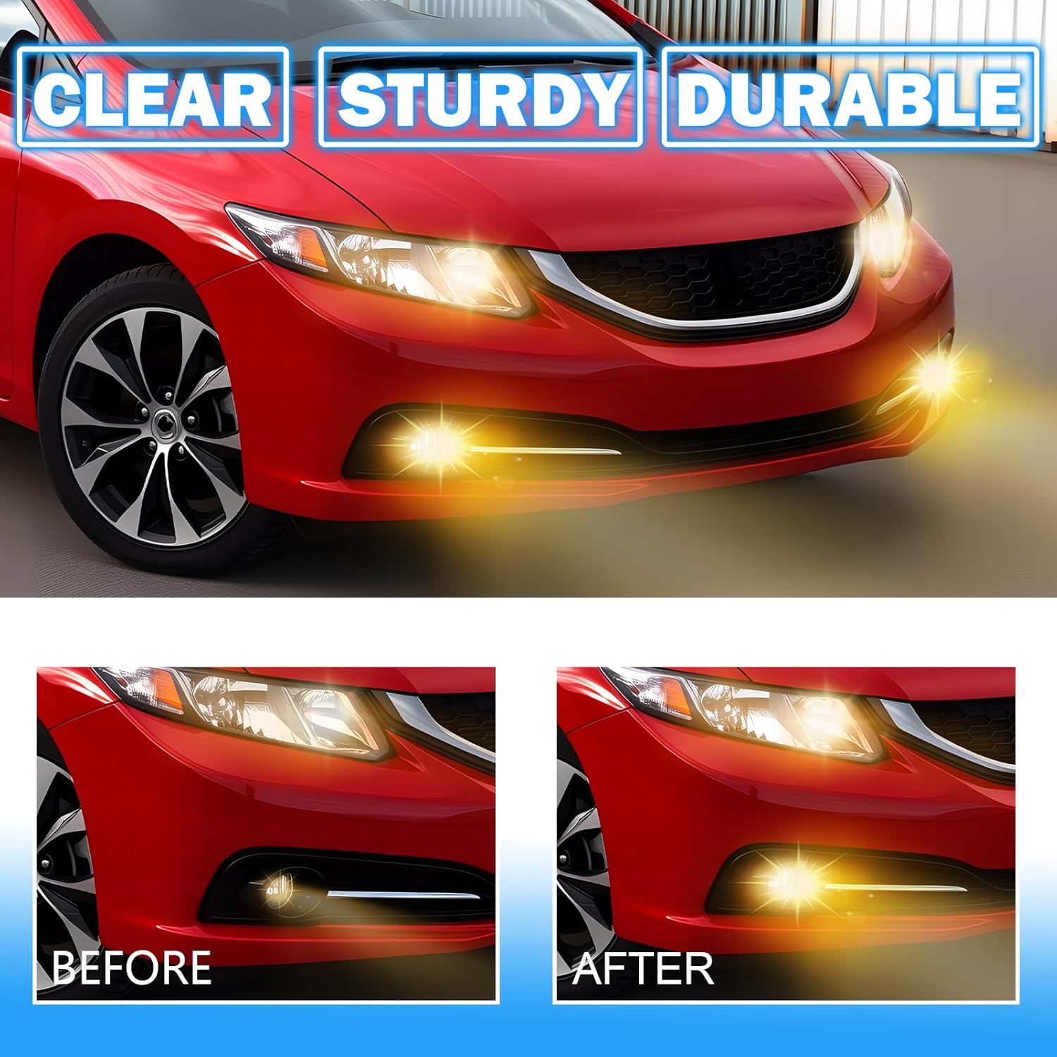 OKSIWA Fog Lights Fit for 2013-2015 Civic Front Bumper Driving Fog Lamps Replacement w/Switch Wiring Harness H11 12V 55W Bulbs-6