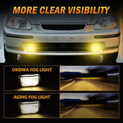 OKSIWA Fog Lights Fit for 1996 1997 1998 Honda Civic 4-Door Sedan,1 Pair Driving Fog Lamps, Front Bumper Fog Light Replacement with Switch Wiring Harness,Amber lens (Clear Lens)