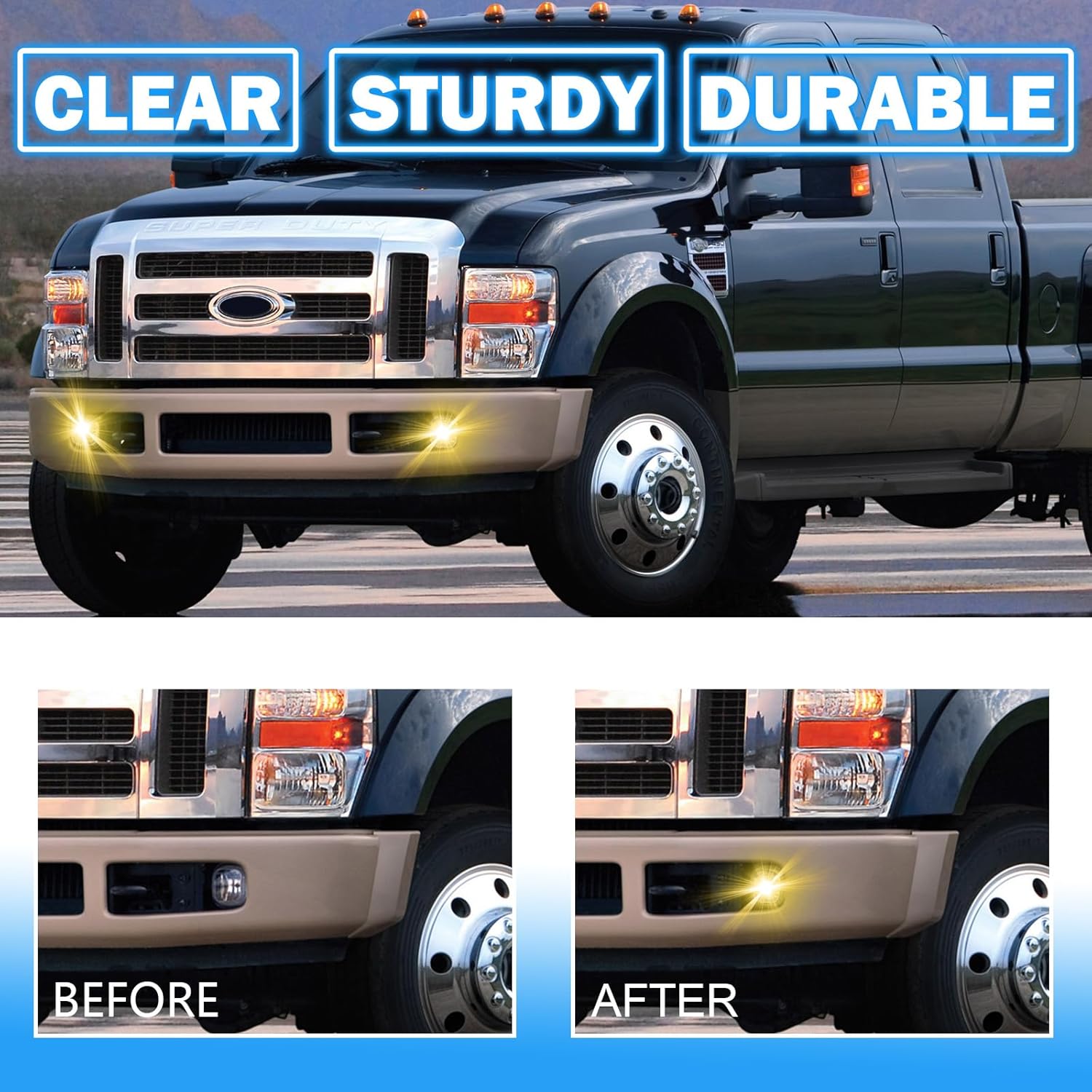 OKSIWA Fog Lights Assembly Compatible With 2005-2007 Ford F250 F350 F450 F550 Super Duty, 2005 Excursion Front Bumper Driving Fog Lamp Kits Clear lens-3
