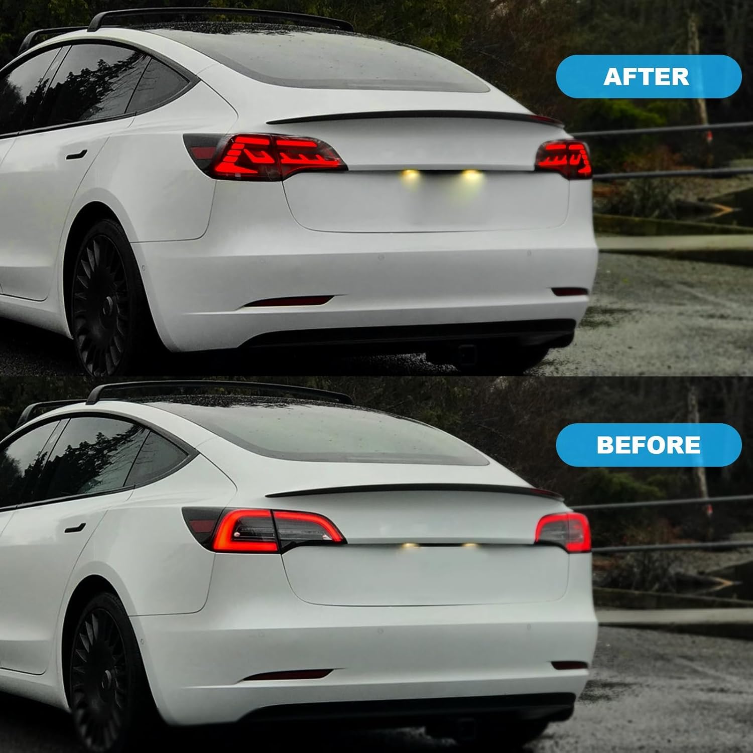 OKSIWA Sequential LED Tail Lights Compatible with 2017 2018 2019 2020 2021 Tesla Model 3/Y, Starting Animated Tail Light Assembly, Brake Turn Signal Lights, Reverse Lights, Rear Lights